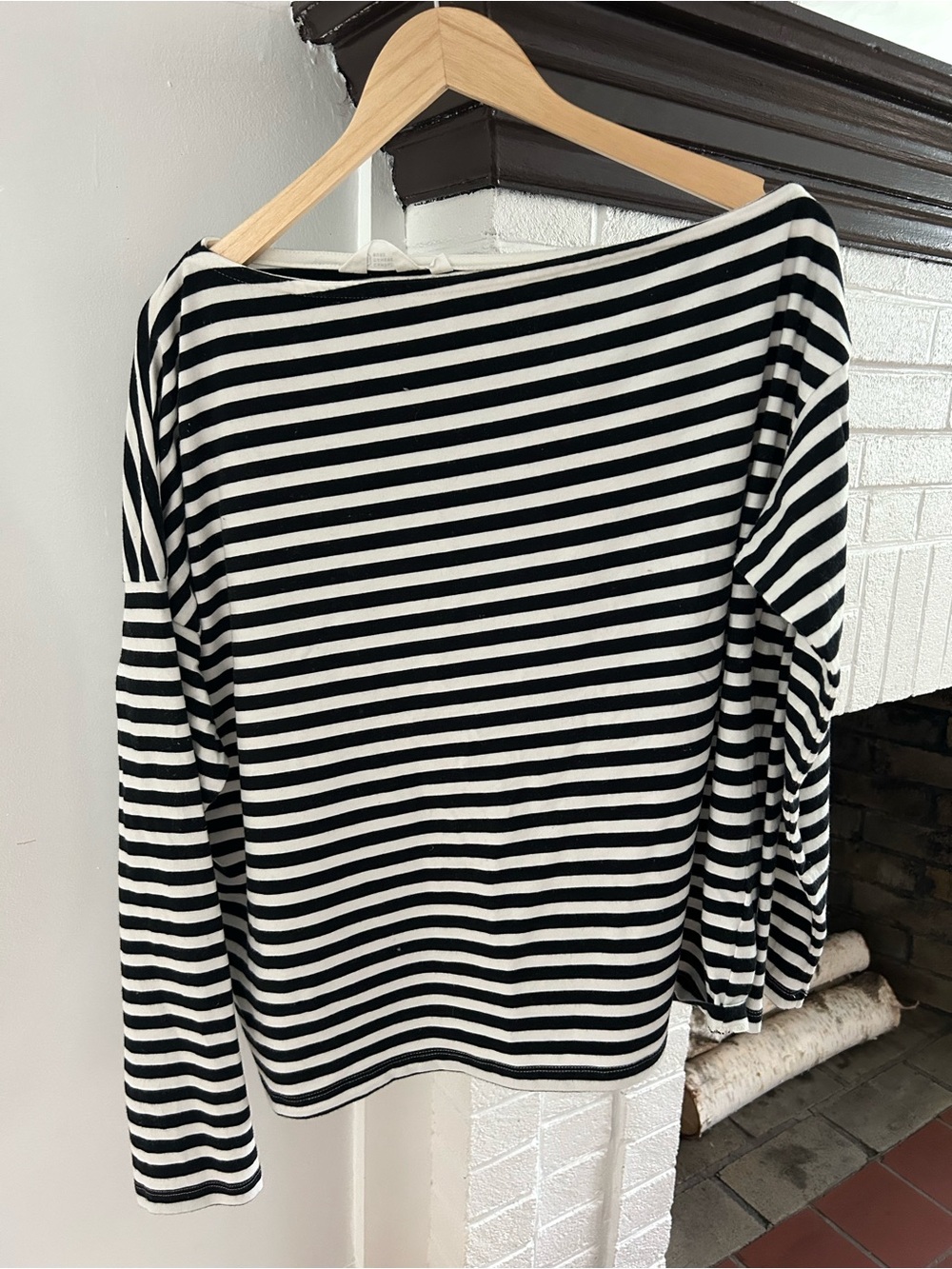 Candace Cameron Bure Black and White Striped Long Sleeve Top Size L